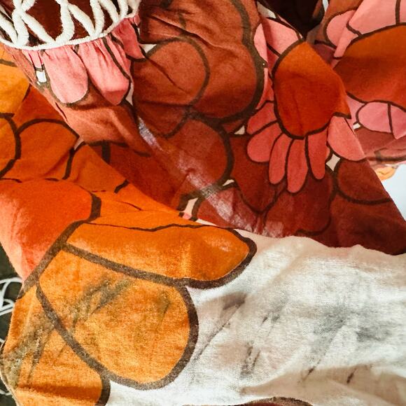 DODO BAR OR Nell Burnt Orange White Floral Lace Cutout Oversized Dress Size S - Picture 12 of 14